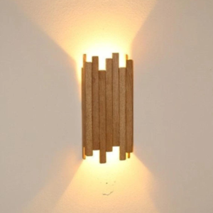 Wooden Vertical Slat Wall Lamp – Brown