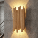Wooden Vertical Slat Wall Lamp – Brown